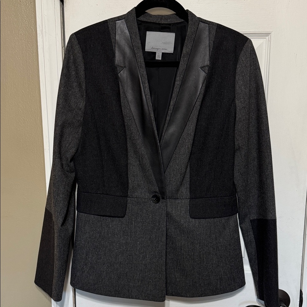 Classiques Entier Wool Blend Black and Gray Blazer Size 10